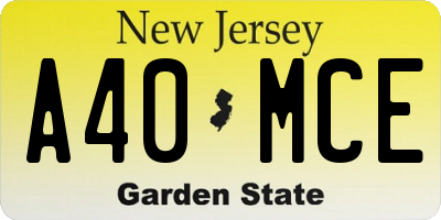 NJ license plate A40MCE
