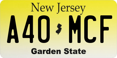 NJ license plate A40MCF