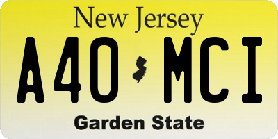 NJ license plate A40MCI
