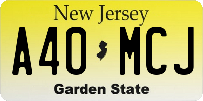 NJ license plate A40MCJ