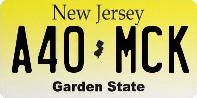 NJ license plate A40MCK