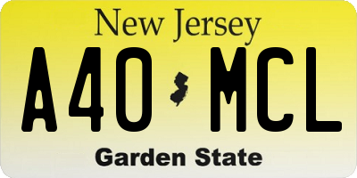 NJ license plate A40MCL