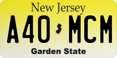 NJ license plate A40MCM