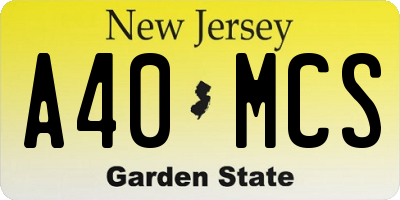 NJ license plate A40MCS