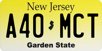 NJ license plate A40MCT