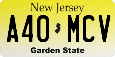 NJ license plate A40MCV