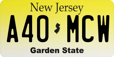 NJ license plate A40MCW