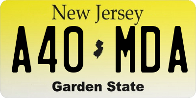 NJ license plate A40MDA