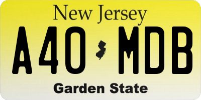 NJ license plate A40MDB