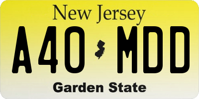 NJ license plate A40MDD