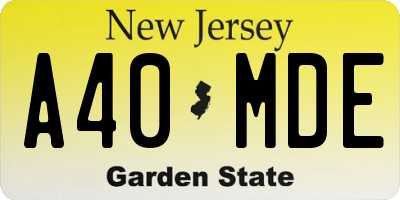 NJ license plate A40MDE