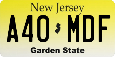 NJ license plate A40MDF