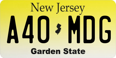 NJ license plate A40MDG