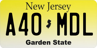 NJ license plate A40MDL