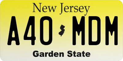 NJ license plate A40MDM