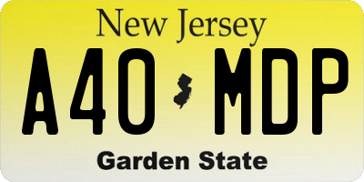 NJ license plate A40MDP