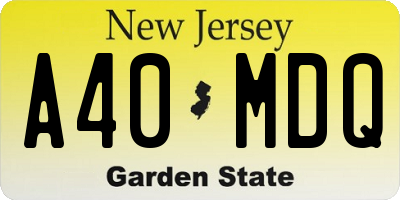 NJ license plate A40MDQ