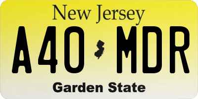 NJ license plate A40MDR