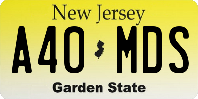 NJ license plate A40MDS