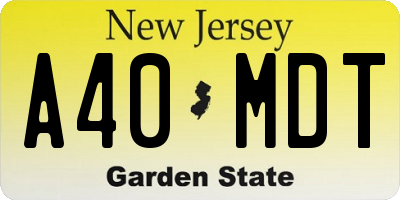 NJ license plate A40MDT