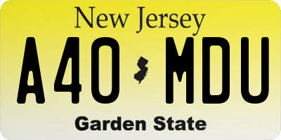 NJ license plate A40MDU