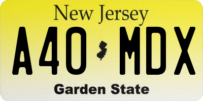 NJ license plate A40MDX
