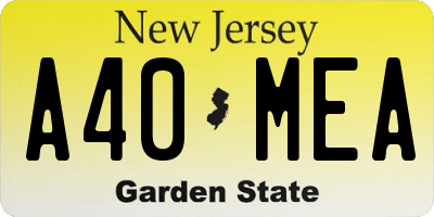 NJ license plate A40MEA