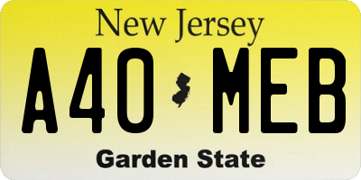 NJ license plate A40MEB
