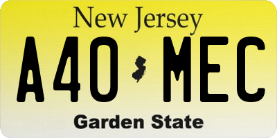 NJ license plate A40MEC
