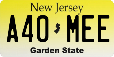 NJ license plate A40MEE