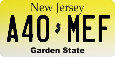 NJ license plate A40MEF
