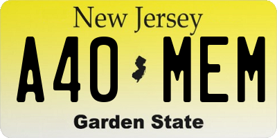 NJ license plate A40MEM