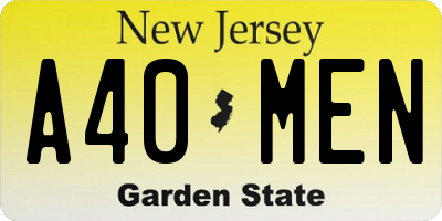 NJ license plate A40MEN