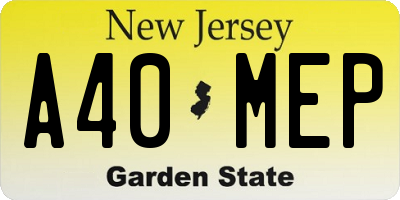 NJ license plate A40MEP