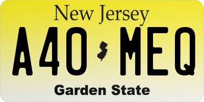 NJ license plate A40MEQ