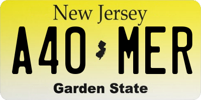NJ license plate A40MER