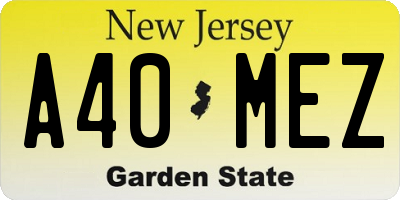 NJ license plate A40MEZ