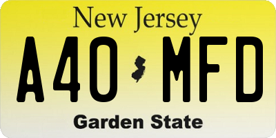 NJ license plate A40MFD