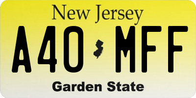 NJ license plate A40MFF