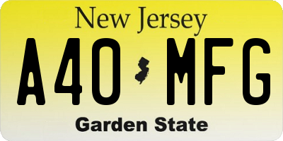 NJ license plate A40MFG