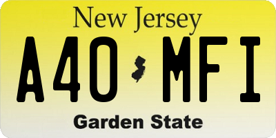 NJ license plate A40MFI