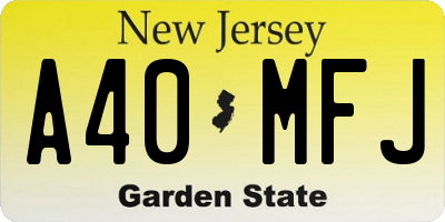 NJ license plate A40MFJ