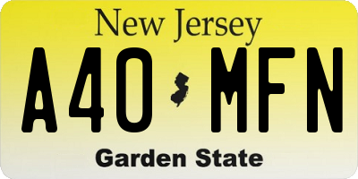 NJ license plate A40MFN