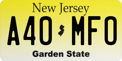NJ license plate A40MFO