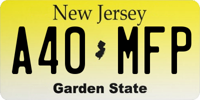 NJ license plate A40MFP