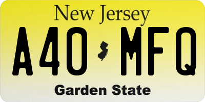 NJ license plate A40MFQ