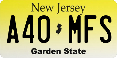 NJ license plate A40MFS