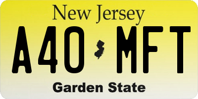 NJ license plate A40MFT