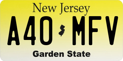NJ license plate A40MFV