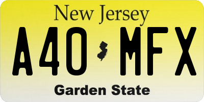 NJ license plate A40MFX